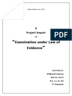 Examination Under Law of Evidence: A Project Report