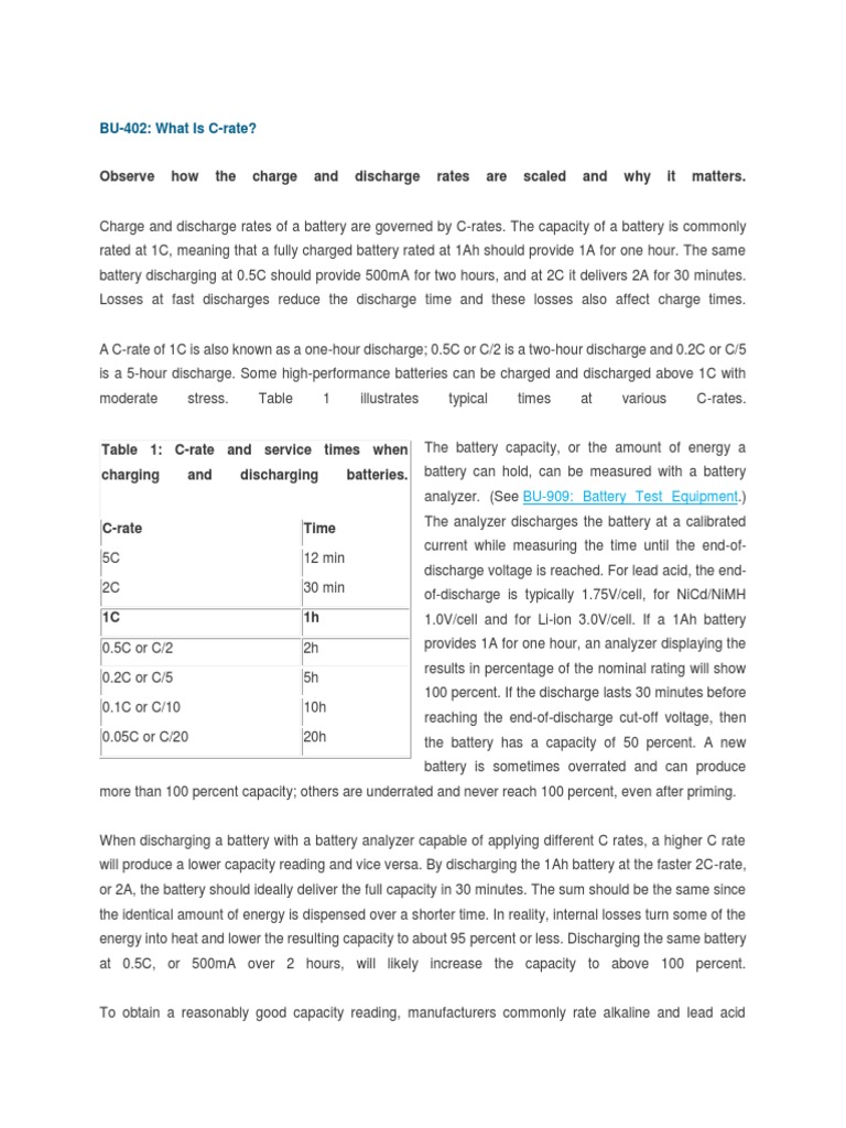 C Rate Batteries PDF Battery (Electricity) Battery Charger