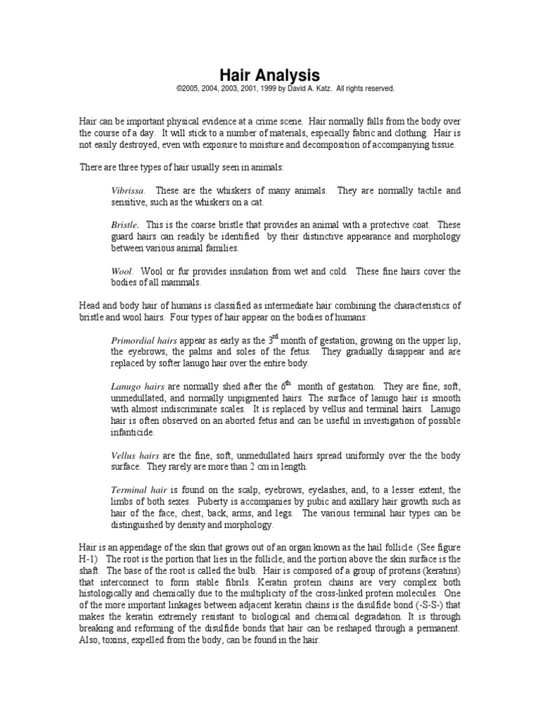 Hair Analysis PDF | PDF | Hair | Human Hair