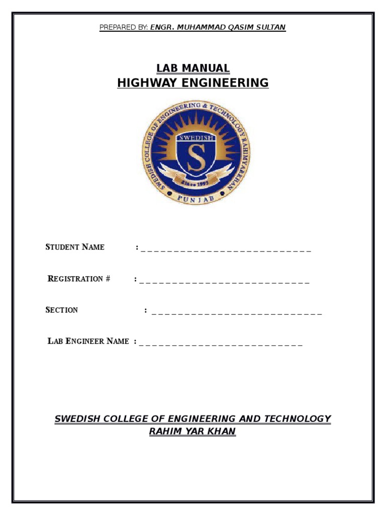 Highway Engineering: Lab Manual | PDF | Business | Technology & Engineering