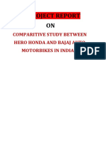 A Project Report ON: Comparitive Study Between Hero Honda and Bajaj Auto Motorbikes in India