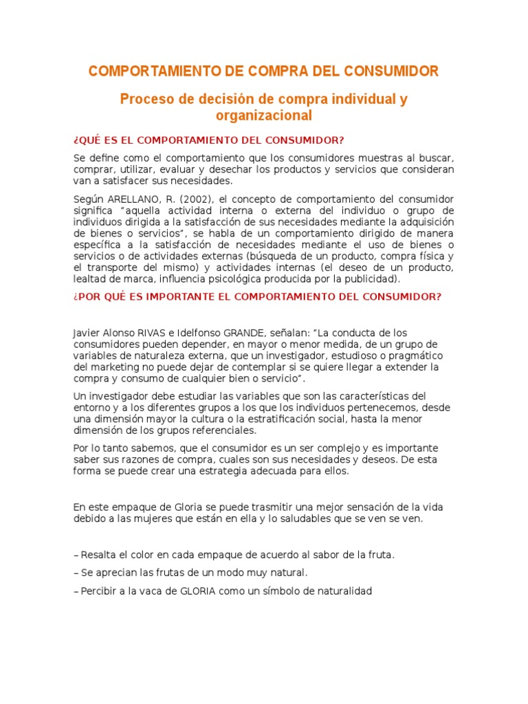 Comportamiento de Compra del Consumidor | PDF | Comportamiento del ...