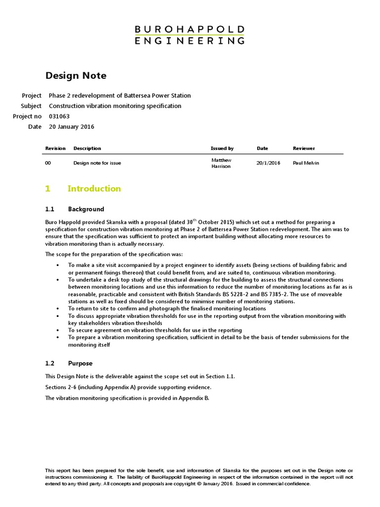 Vibration Monitoring Specification PDF Waves Bending