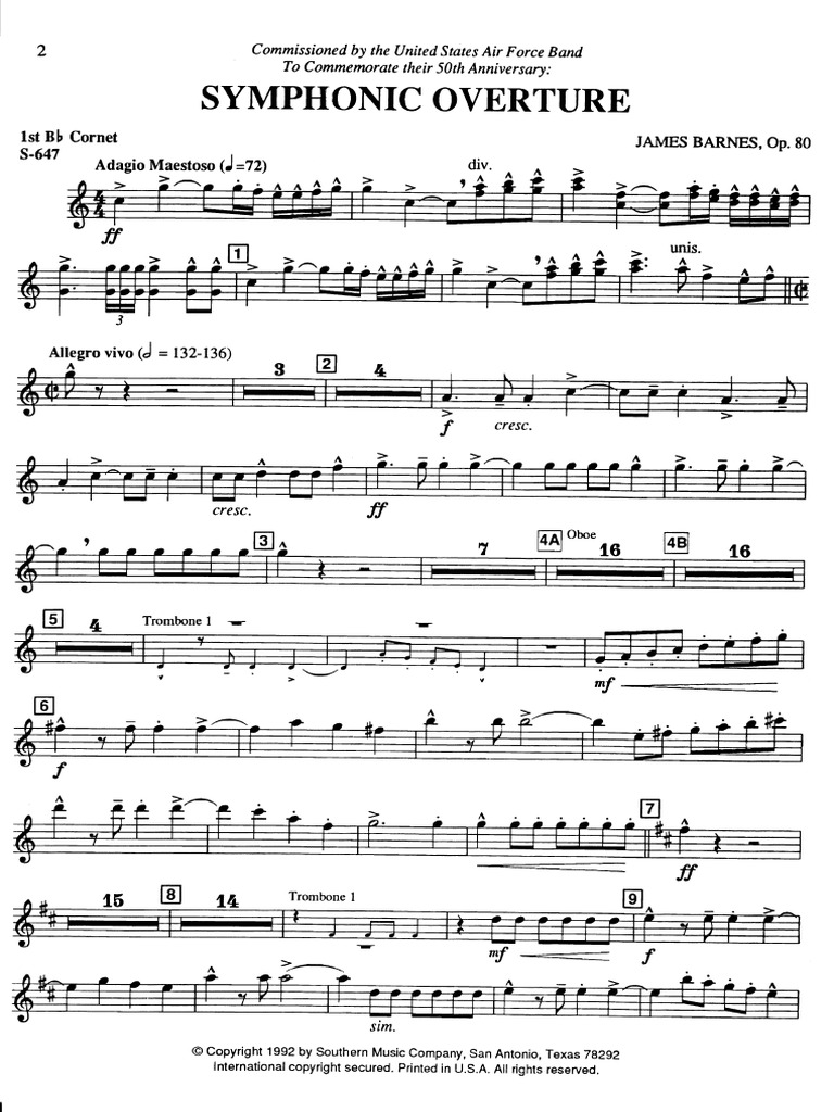 ● 吹奏楽楽譜 バーンズ / Symphonic Overture 交響的序曲／Symphonic Overture - James Barnes – ウィンズスコア