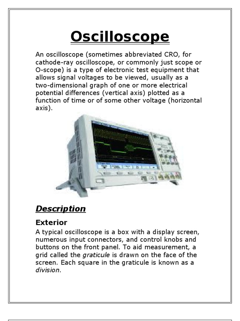 Oscilloscope Basics and Features | PDF | Vacuum Tube ...