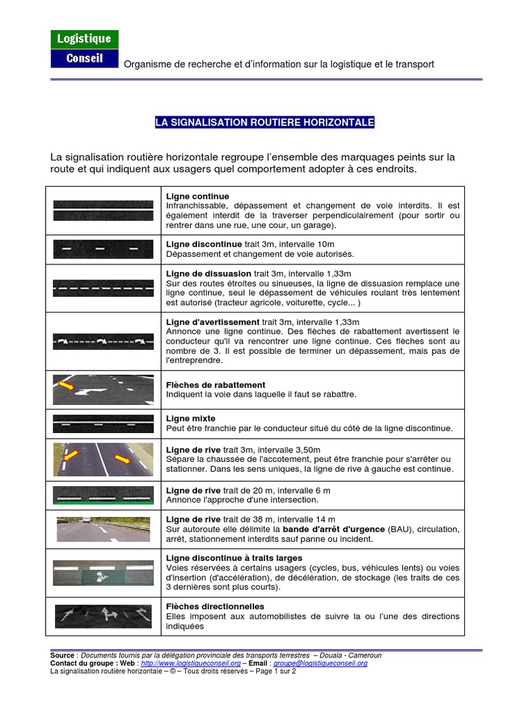 Signalisation Routière Horizontale | PDF | Autobus | Transport routier
