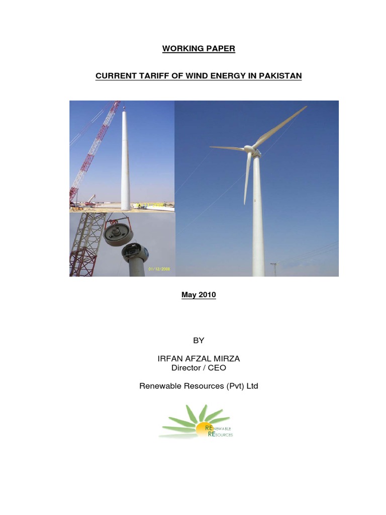 Working Paper - Current Tariff of Wind Eergy in Pakistan | PDF | Wind ...
