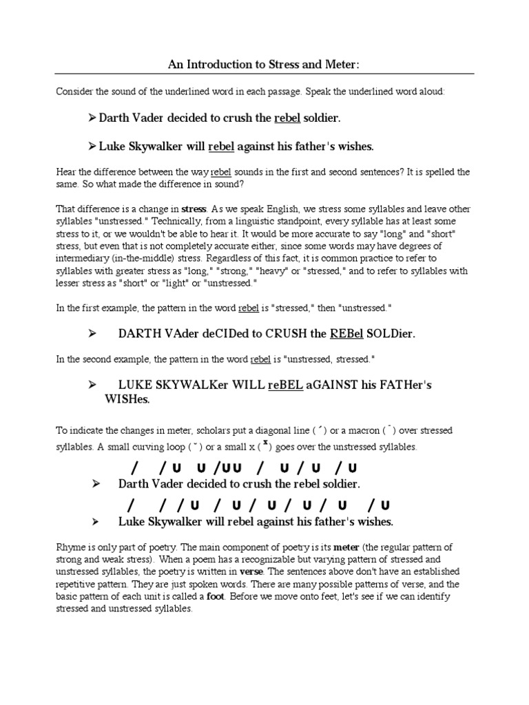 Meter Handout PDF | PDF | Language Arts & Discipline | Classics