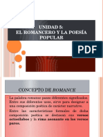 Unidad 5, El Romancero y La Poesía Popular 1