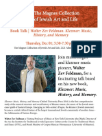 Book Talk - Walter Zev Feldman. Klezmer: Music, History, and Memory