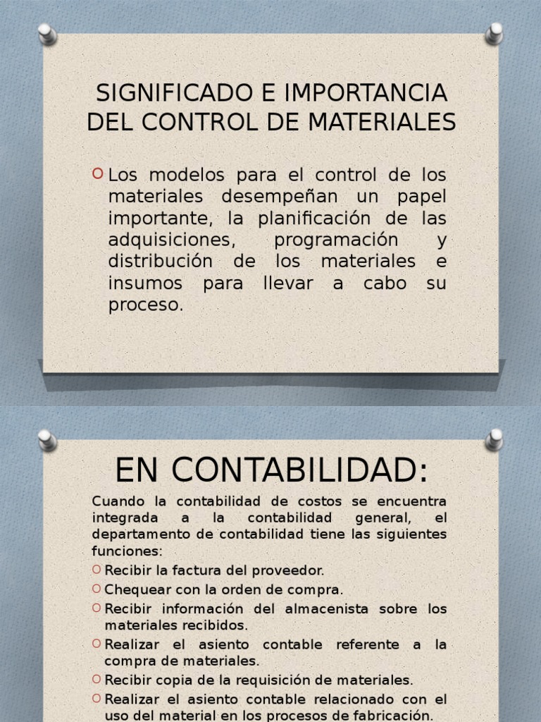 Control y Manejo de Materiales en Contabilidad | PDF | Consumo ...