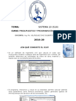 Tema: Sistema 10 (S10) : Curso: Presupuestos Y Programación de Obras