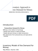 The Inventory Approach To Transactions Demand For Money by T. Dube