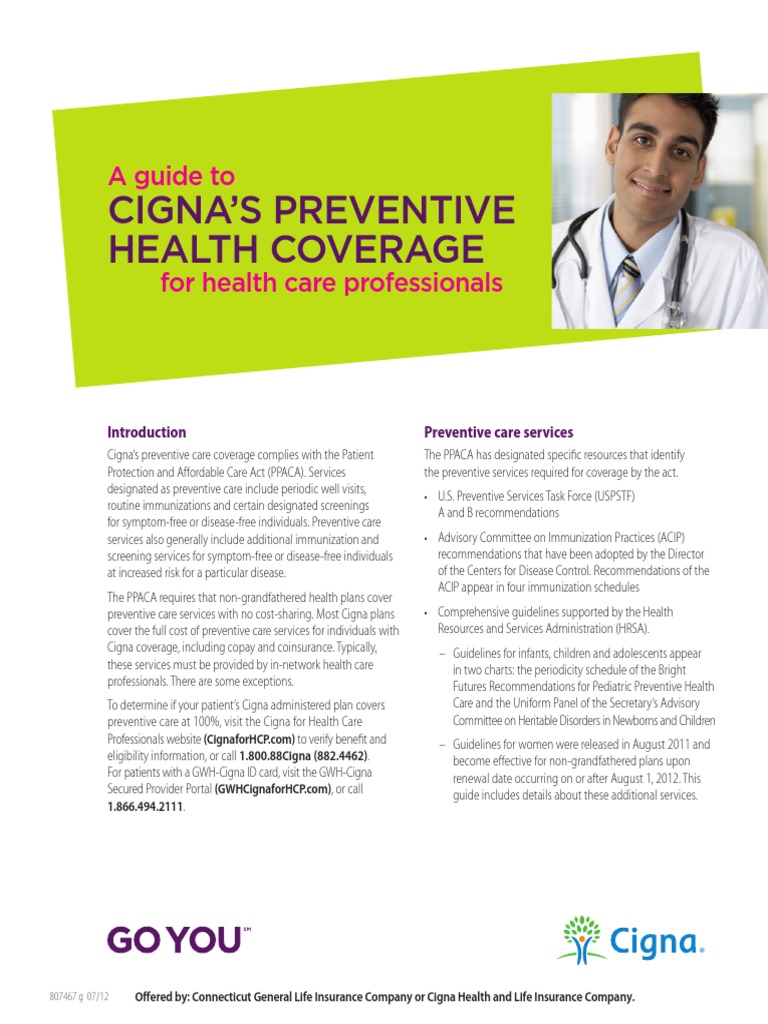 Cigna'S Preventive Health Coverage A Guide To PDF Colonoscopy