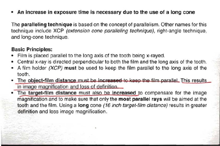Long Cone X-Ray Technique for Parallel Film Placement | PDF