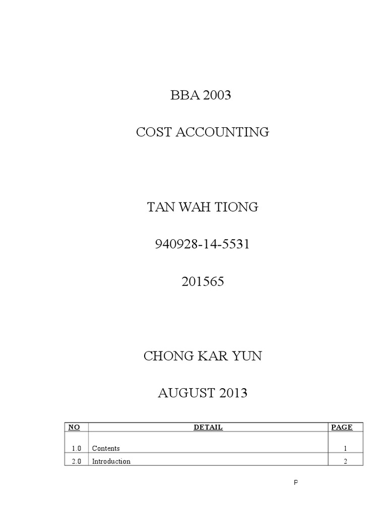 BBA 2003 Cost Accounting | PDF | Cost | Expense