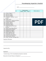 Housekeeping Inspection Checklist: Format No.