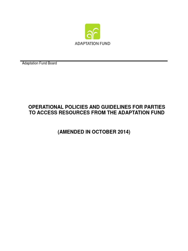 Adaptation Fund Operational Guidelines | PDF | United Nations Framework ...