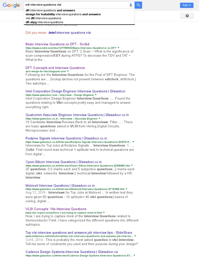 Edt Interview Questions Vlsi PDF Question Digital Electronics