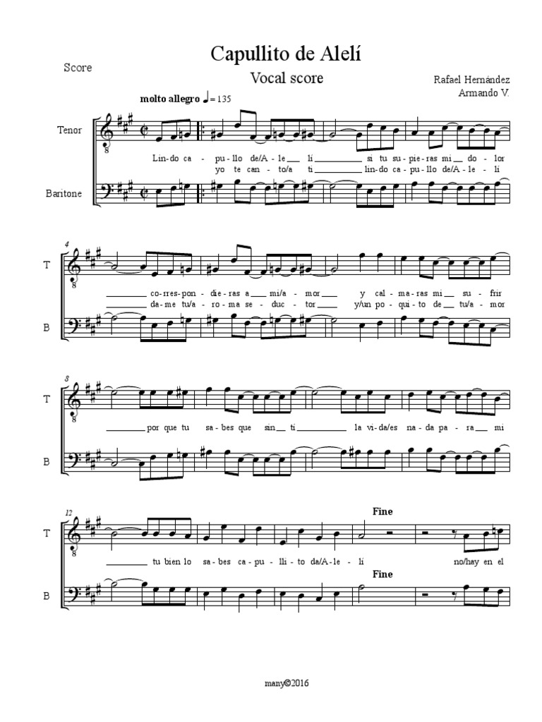 Capullito De Aleli Vocal Score Pdf