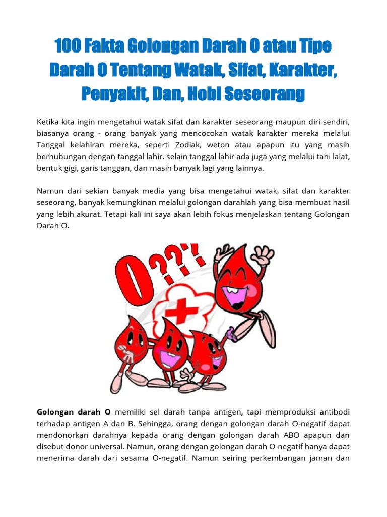 E-Book 100 Fakta Golongan Darah O  PDF