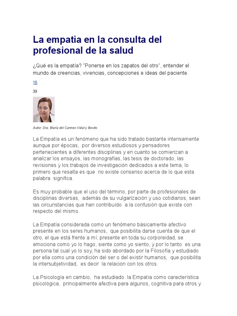 Empatía en la Relación Salud-Paciente | PDF | Empatía | Las emociones
