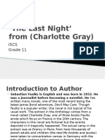 The Last Night' From (Charlotte Gray) : Iscs Grade 11