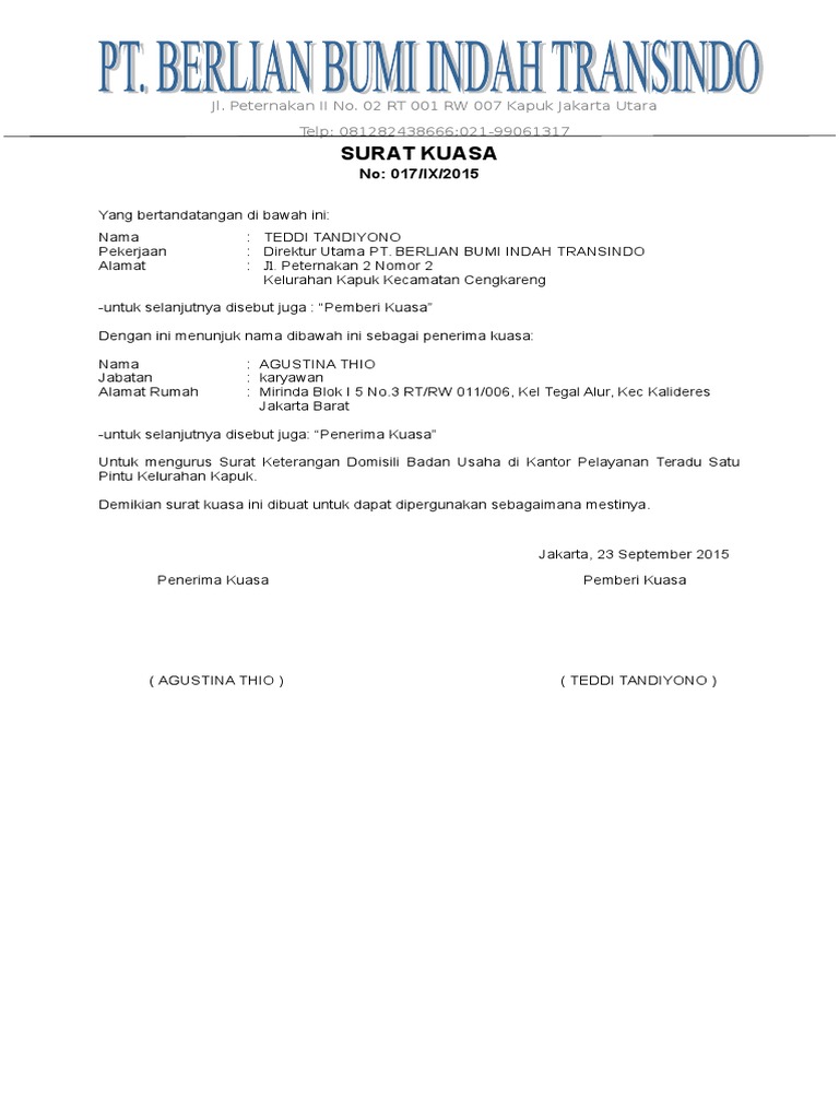Surat Kuasa No 017ix2015