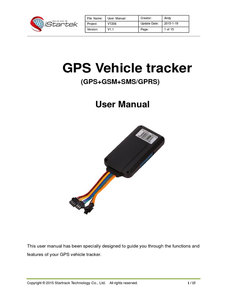 Istartek Vt206 Gps Tracker User Manual PDF Global Positioning