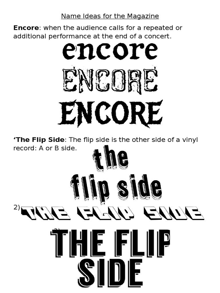 Name Ideas For The Magazine | PDF | Sports & Recreation | Art