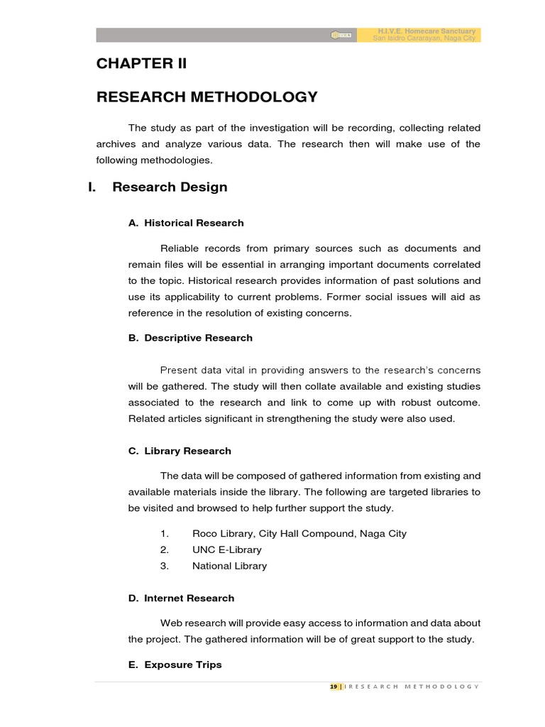 research methodology sample project