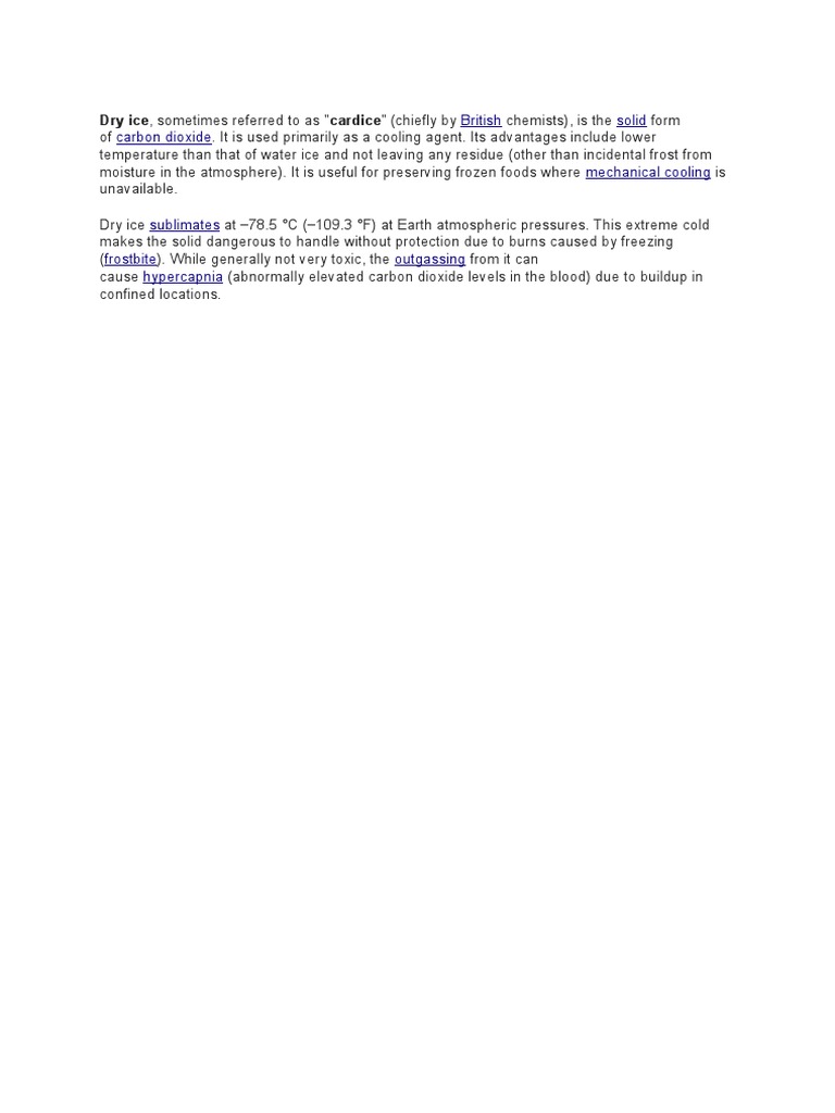 Understanding Dry Ice: Uses and Safety | PDF
