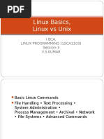 Linux Basics, Linux Vs Unix: I Bca, Linux Programming (15ca1103) Session-3 V.S.Kumar