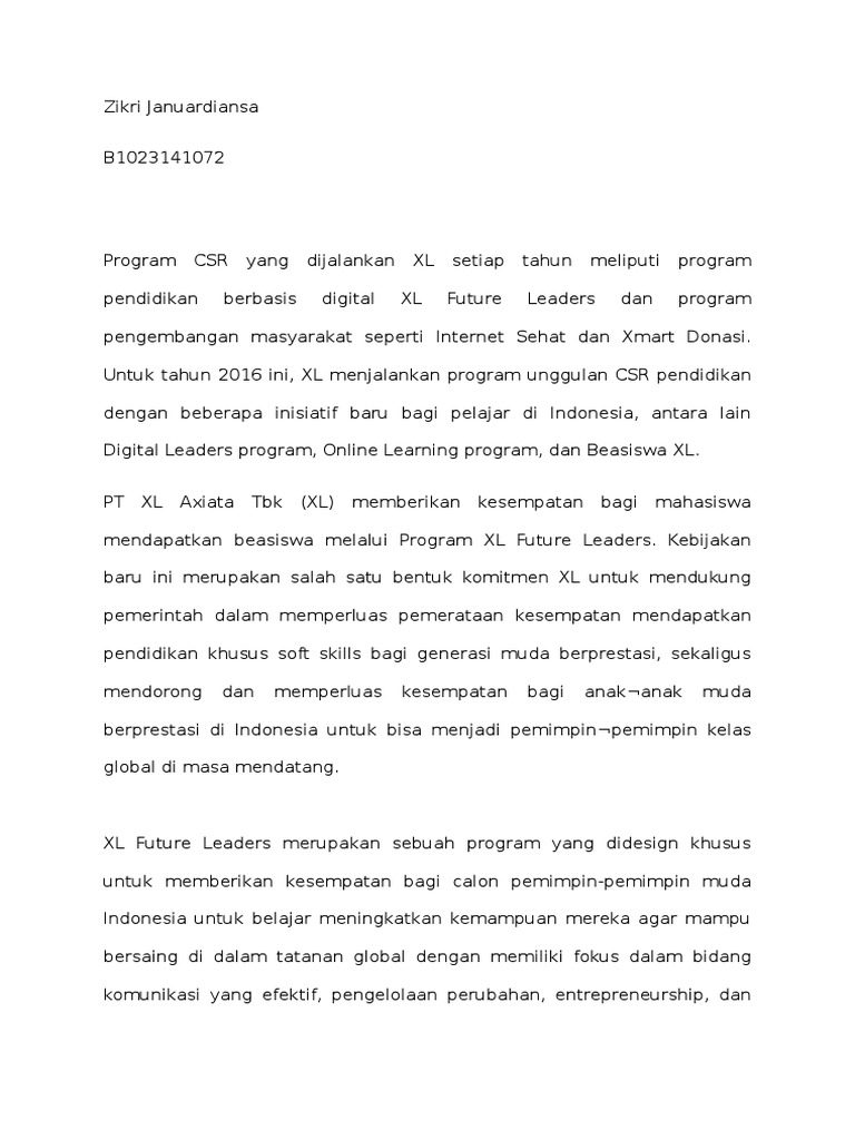 CSR XL Axiata XL Future Leader PDF
