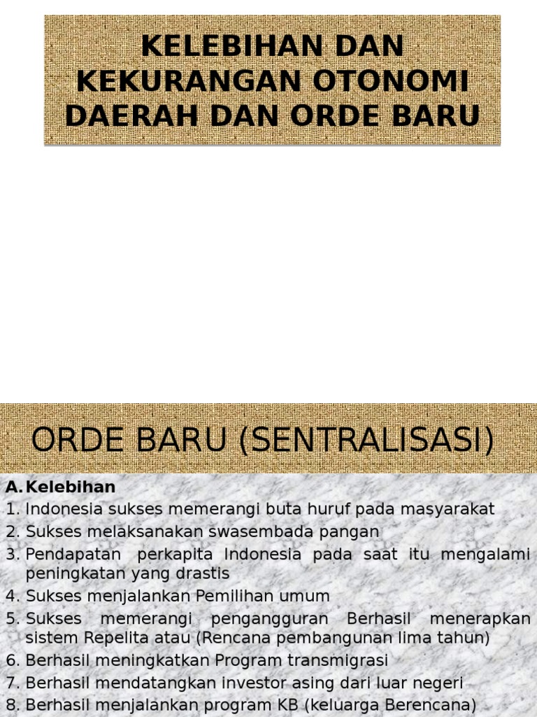 Kelebihan Dan Kekurangan Otonomi Daerah Dan Orde Baru Pdf
