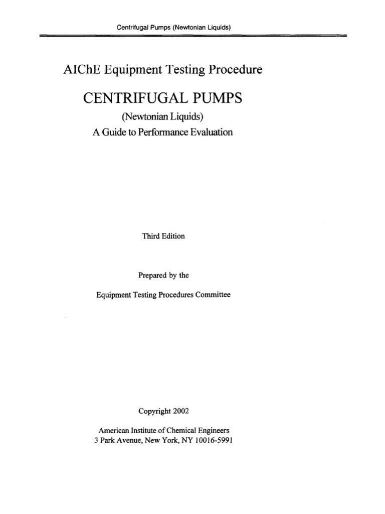 Centrifugal Pumps Aiche Equipment Testing Procedure PDF Pump