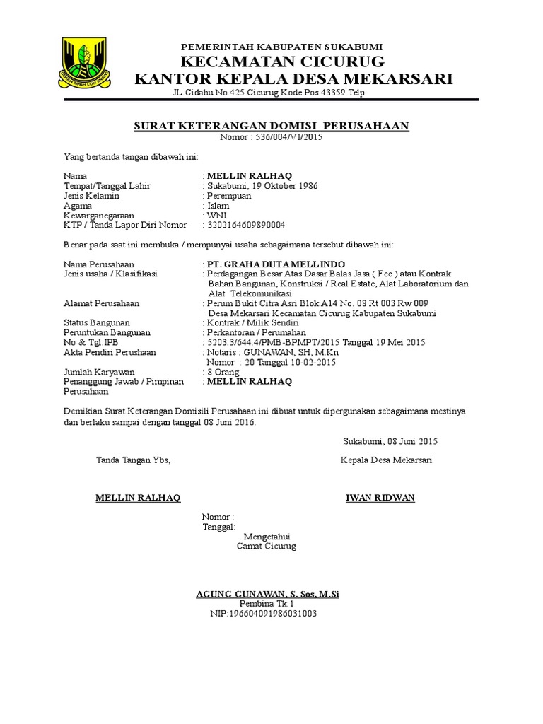 Surat Keterangan Domisili