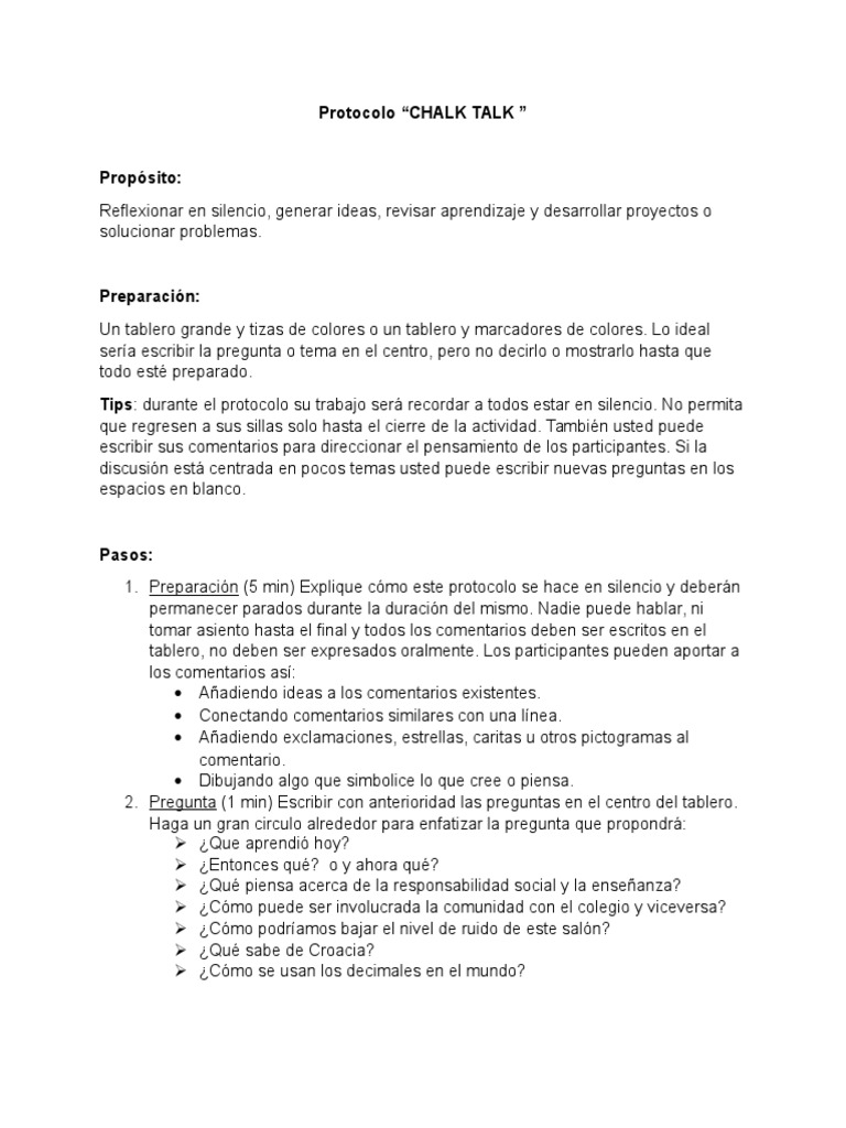 Protocolo de Chalk Talk PDF