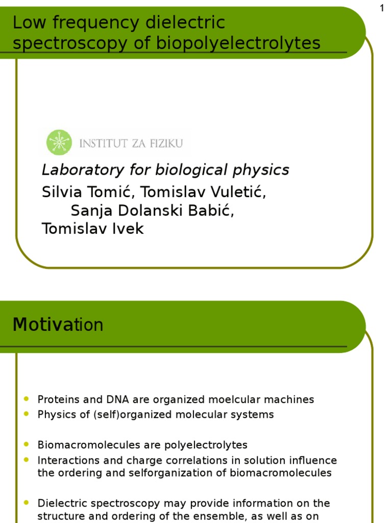 Dielectric Spectroscopy of Biopolyelectrolytes | PDF | Chemical ...