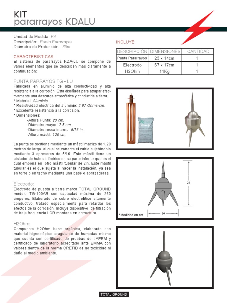 Punta Pararrayos KDA-LU Total Ground | PDF