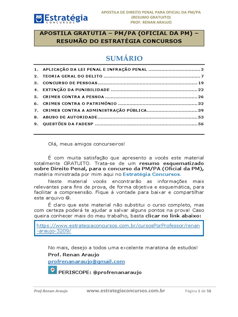 APOSTILA -RESUMO-Direito-Penal Estudo Interno EAS.pdf | Crimes | Crime
