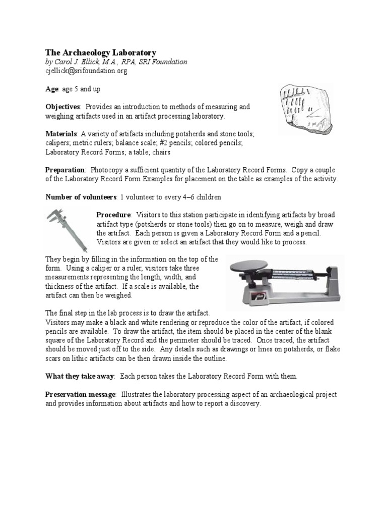 The Archaeology Laboratory Artifact (Archaeology) Archaeology