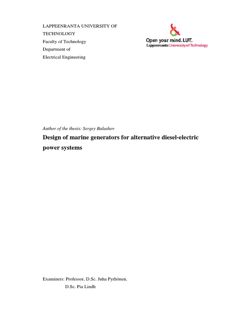 Design of Marine Generators For Alternative Diesel-Electric Power ...