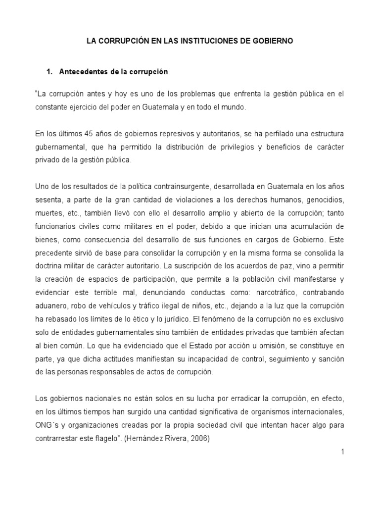 Corrupción en Instituciones de Guatemala | PDF | Corrupción política ...