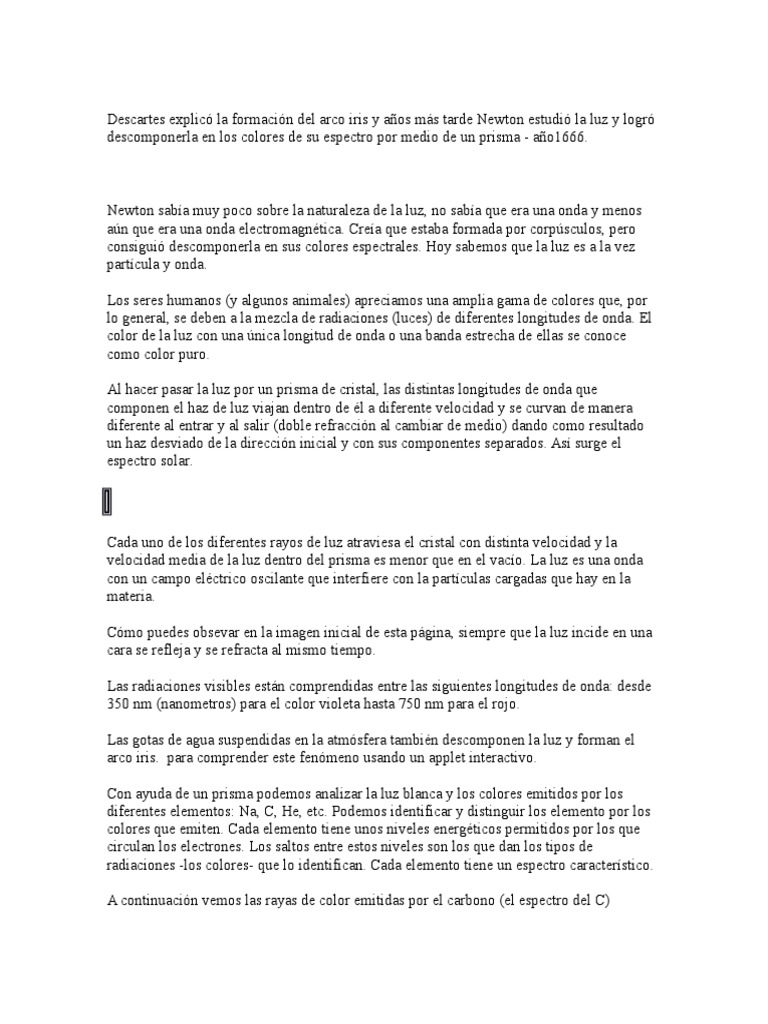 Luz y Color: Espectro y Arco Iris | PDF | Ligero | Color