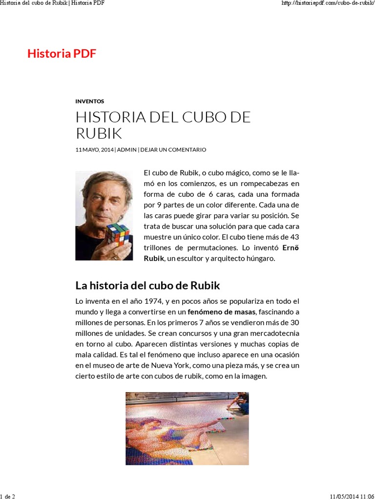 Historia Del Cubo de Rubik | PDF | Ocio