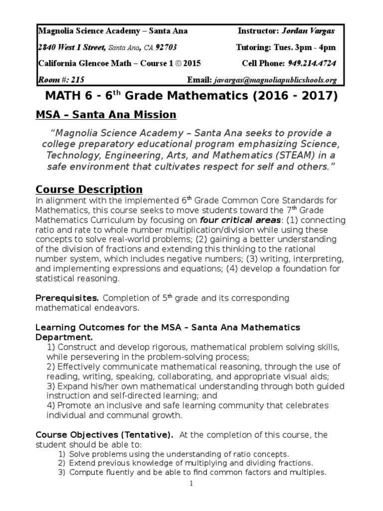 Math 6 - 6 Grade Mathematics (2016 - 2017) : MSA - Santa Ana Mission ...