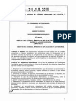 Ley 1801 Del 29 de Julio de 2016 Nuevo Código Policía