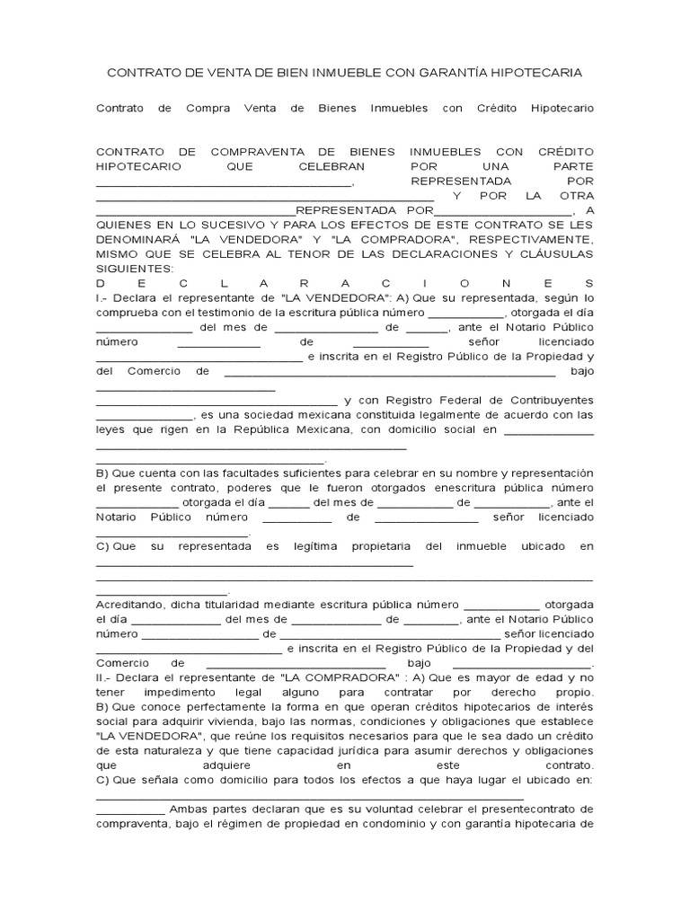 Compra Venta Con Garantia Hipo | PDF | Condominio | Bancos