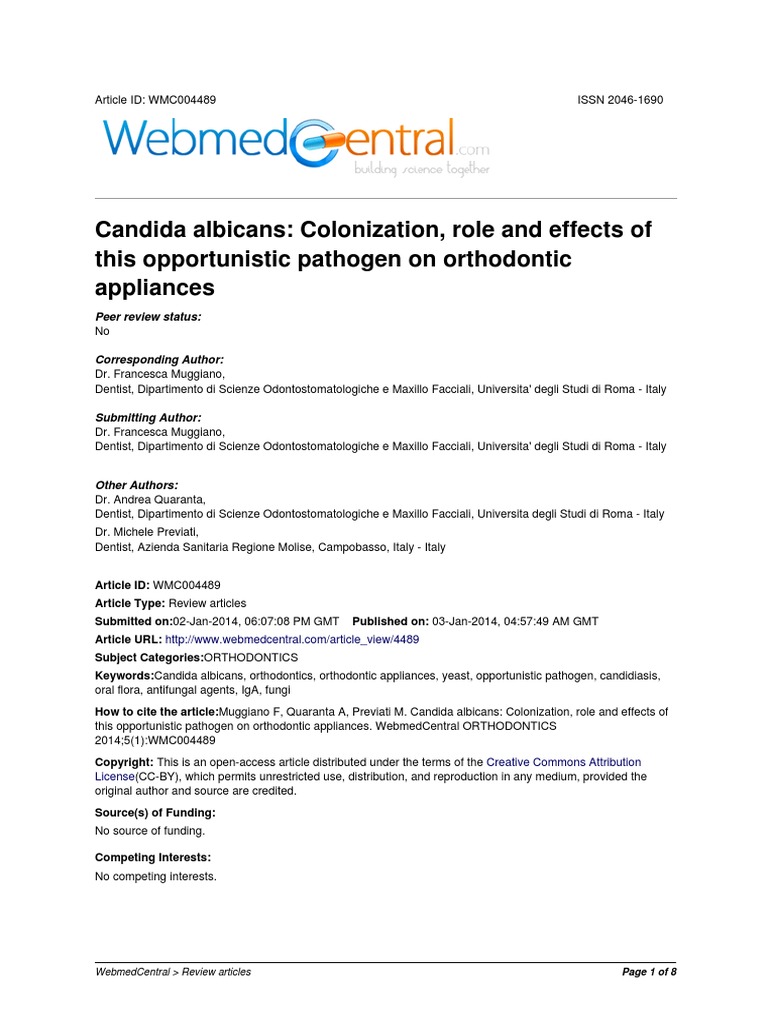 Article WMC004489 | PDF | Candidiasis | Candida (Fungus)